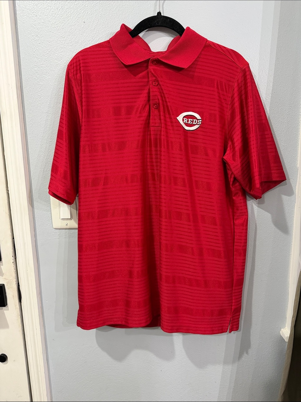 Antigua Red Men's Short-Sleeve Polo with Reds Logo